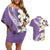 Aloha Hawaii Festive Couples Matching Off Shoulder Short Dress and Hawaiian Shirt Frangipani Lace Classic - Lavender