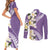 Aloha Hawaii Festive Couples Matching Short Sleeve Bodycon Dress and Long Sleeve Button Shirt Frangipani Lace Classic - Lavender