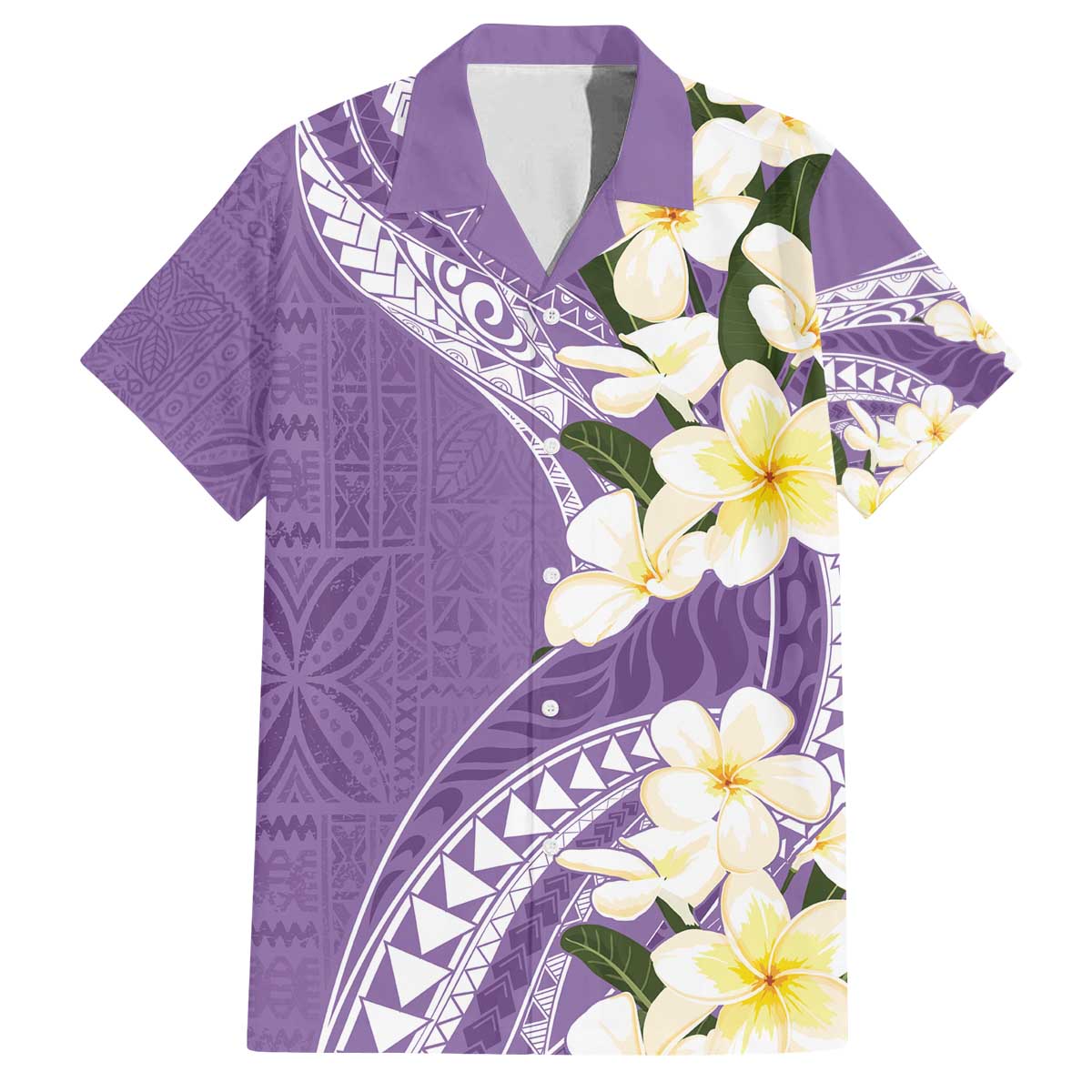 Aloha Hawaii Festive Family Matching Off The Shoulder Long Sleeve Dress and Hawaiian Shirt Frangipani Lace Classic - Lavender LT7 Dad's Shirt - Short Sleeve Lavender - Polynesian Pride