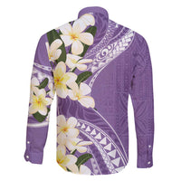 Aloha Hawaii Festive Family Matching Off Shoulder Maxi Dress and Hawaiian Shirt Frangipani Lace Classic - Lavender LT7 - Polynesian Pride