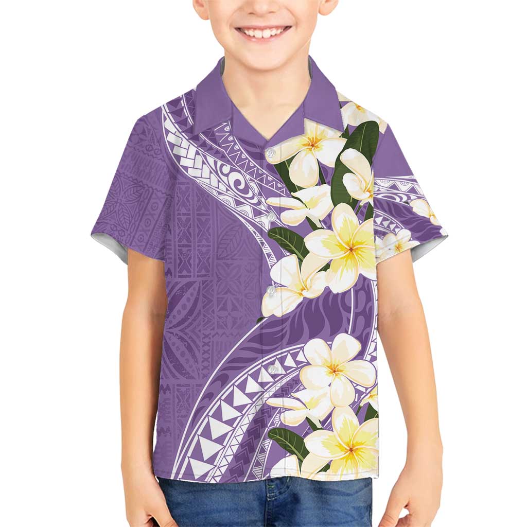 Aloha Hawaii Festive Family Matching Off Shoulder Maxi Dress and Hawaiian Shirt Frangipani Lace Classic - Lavender LT7 Son's Shirt Lavender - Polynesian Pride