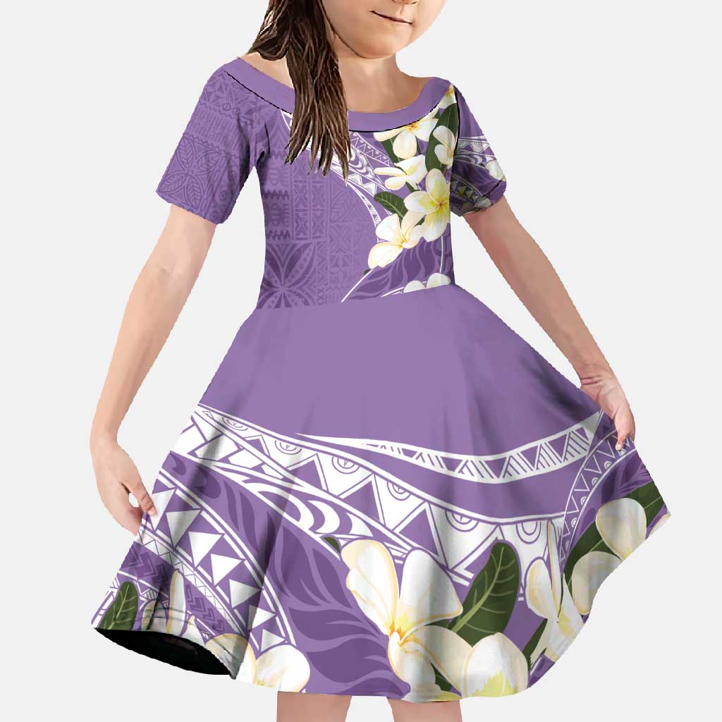Aloha Hawaii Festive Family Matching Tank Maxi Dress and Hawaiian Shirt Frangipani Lace Classic - Lavender LT7 Daughter's Dress Lavender - Polynesian Pride