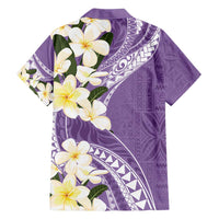 Aloha Hawaii Festive Family Matching Tank Maxi Dress and Hawaiian Shirt Frangipani Lace Classic - Lavender LT7 - Polynesian Pride