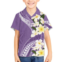 Aloha Hawaii Festive Family Matching Tank Maxi Dress and Hawaiian Shirt Frangipani Lace Classic - Lavender LT7 Son's Shirt Lavender - Polynesian Pride