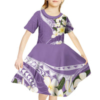 Aloha Hawaii Festive Kid Short Sleeve Dress Frangipani Lace Classic - Lavender