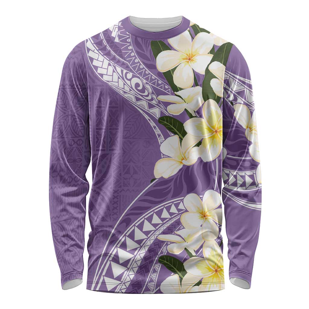 Aloha Hawaii Festive Long Sleeve Shirt Frangipani Lace Classic - Lavender LT7 Unisex Lavender - Polynesian Pride