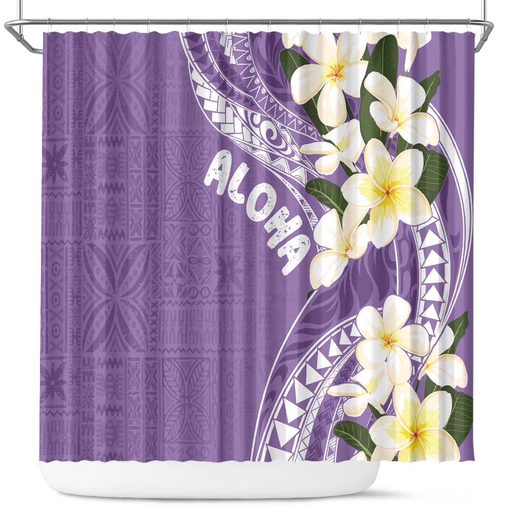 Aloha Hawaii Festive Shower Curtain Frangipani Lace Classic - Lavender LT7 Lavender - Polynesian Pride