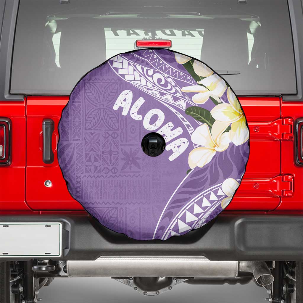 Aloha Hawaii Festive Spare Tire Cover Frangipani Lace Classic - Lavender