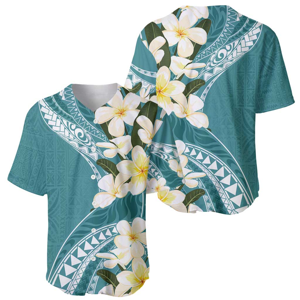 Aloha Hawaii Festive Baseball Jersey Frangipani Lace Classic - Teal LT7 - Polynesian Pride