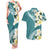 Aloha Hawaii Festive Couples Matching Tank Maxi Dress and Hawaiian Shirt Frangipani Lace Classic - Teal