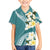 Aloha Hawaii Festive Family Matching Off Shoulder Short Dress and Hawaiian Shirt Frangipani Lace Classic - Teal