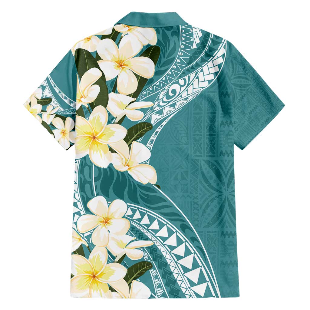 Aloha Hawaii Festive Family Matching Short Sleeve Bodycon Dress and Hawaiian Shirt Frangipani Lace Classic - Teal LT7 - Polynesian Pride