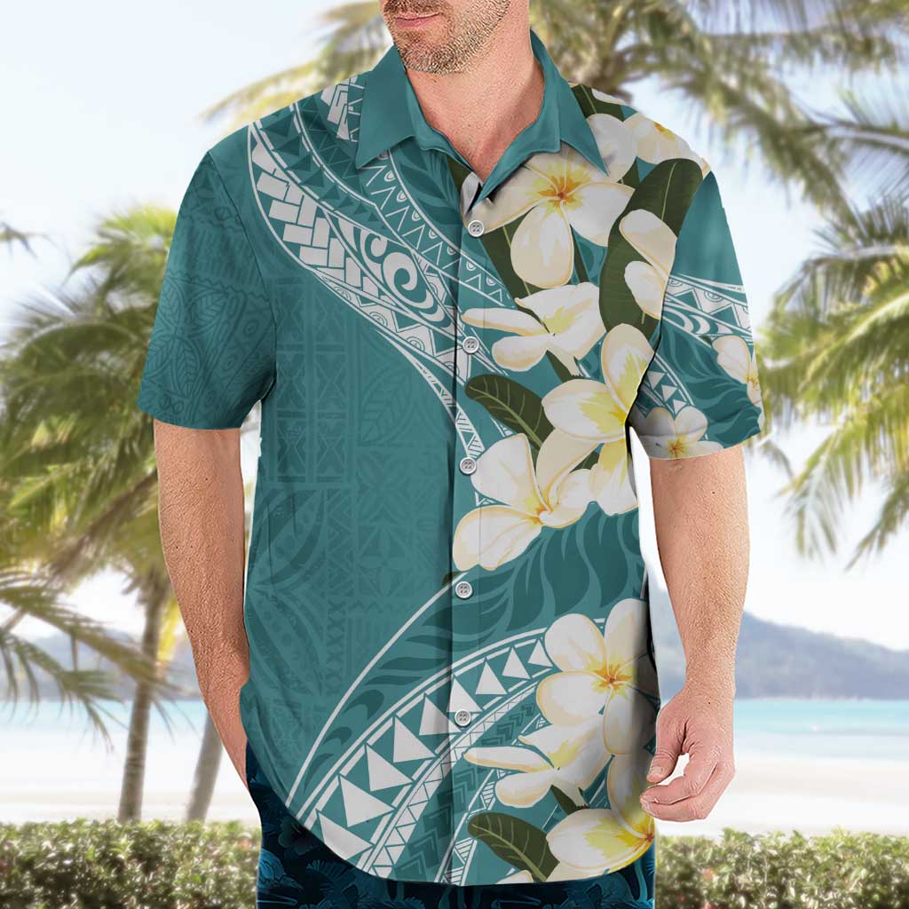 Aloha Hawaii Festive Hawaiian Shirt Frangipani Lace Classic - Teal