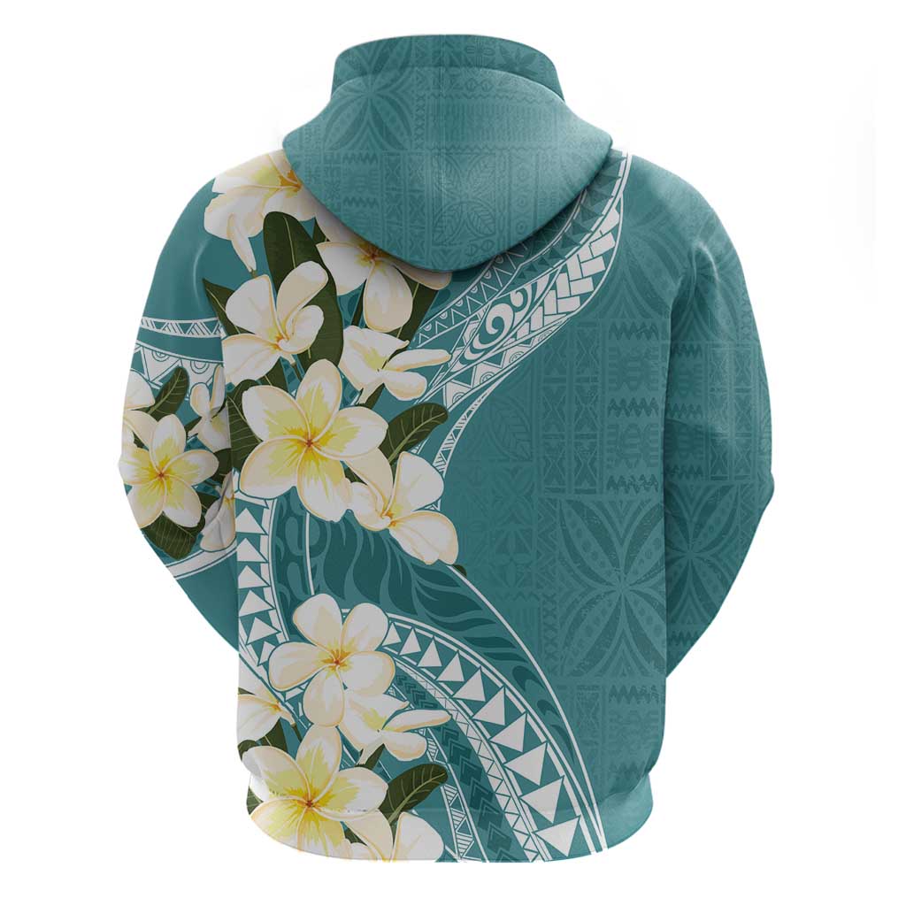 Aloha Hawaii Festive Hoodie Frangipani Lace Classic - Teal