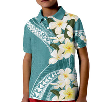 Aloha Hawaii Festive Kid Polo Shirt Frangipani Lace Classic - Teal
