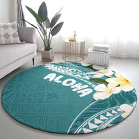 Aloha Hawaii Festive Round Carpet Frangipani Lace Classic - Teal LT7 - Polynesian Pride