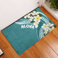 Aloha Hawaii Festive Rubber Doormat - Frangipani Lace Classic Teal LT7 - Polynesian Pride