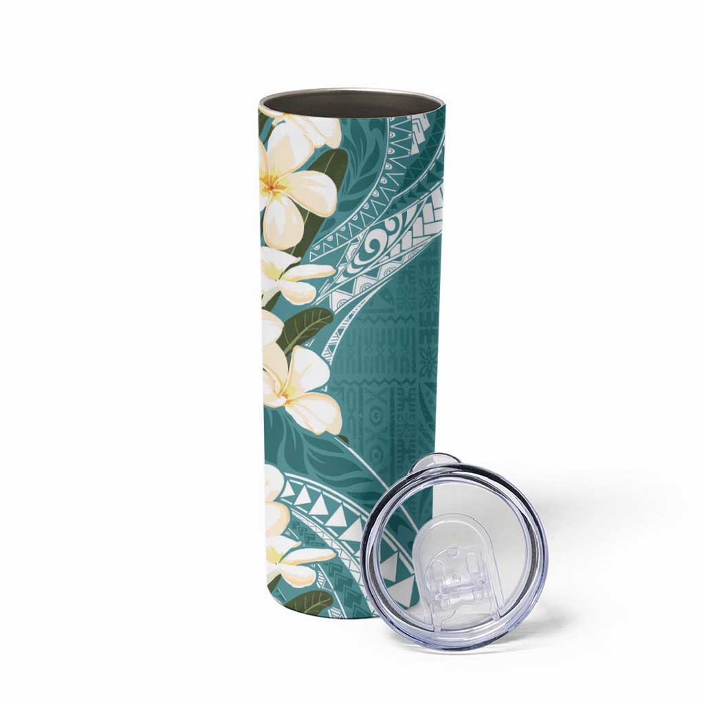 Aloha Hawaii Festive Skinny Tumbler Frangipani Lace Classic - Teal