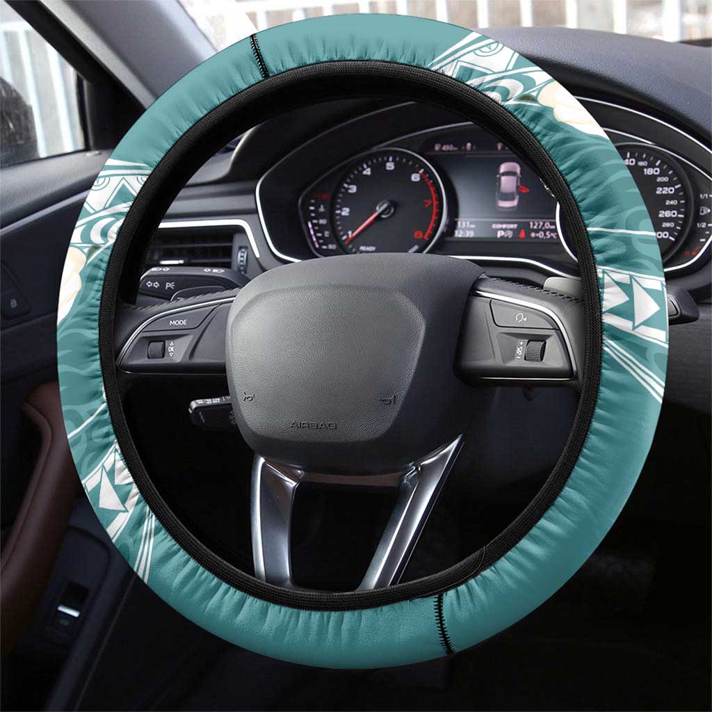 Aloha Hawaii Festive Steering Wheel Cover Frangipani Lace Classic - Teal