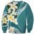 Aloha Hawaii Festive Sweatshirt Frangipani Lace Classic - Teal