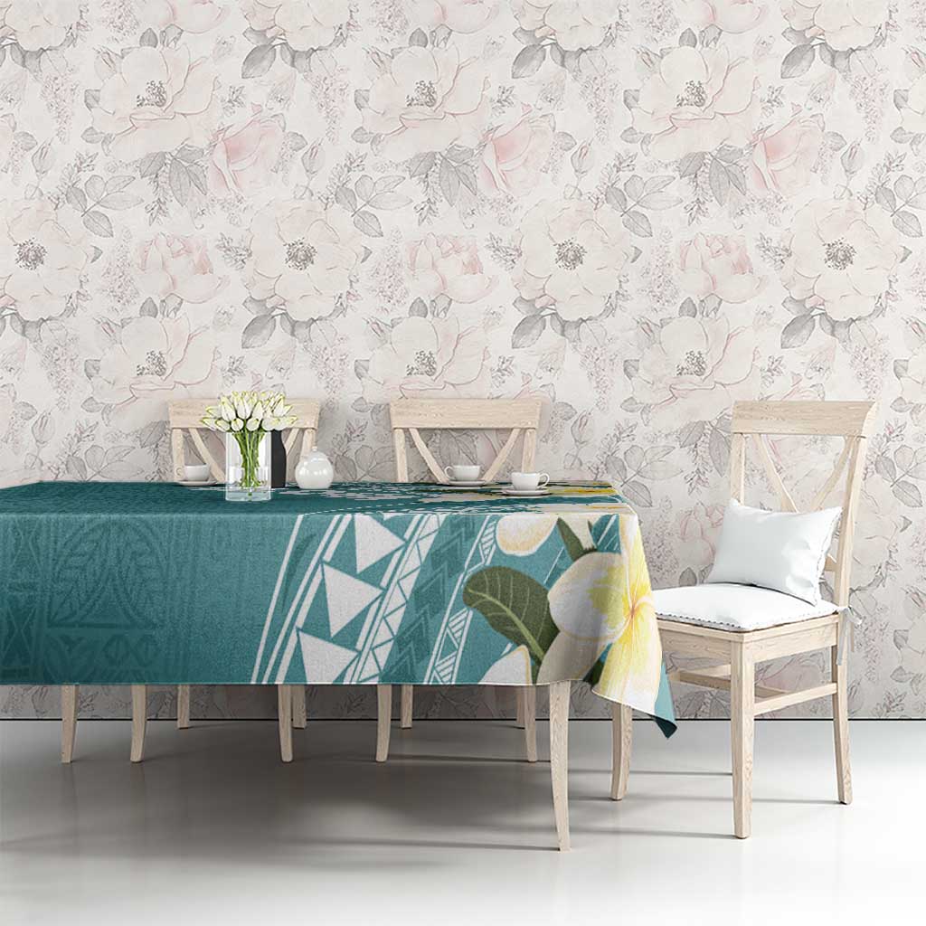 Aloha Hawaii Festive Tablecloth Frangipani Lace Classic - Teal