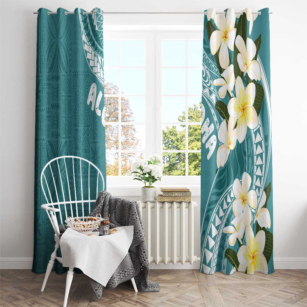 Aloha Hawaii Festive Window Curtain Frangipani Lace Classic - Teal LT7 - Polynesian Pride