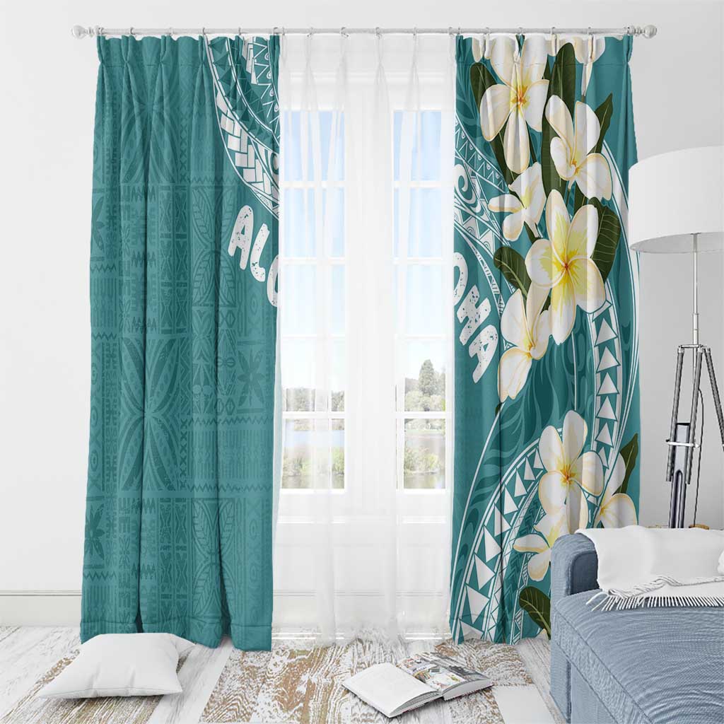 Aloha Hawaii Festive Window Curtain Frangipani Lace Classic - Teal LT7 - Polynesian Pride