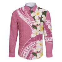 Aloha Hawaii Festive Family Matching Off The Shoulder Long Sleeve Dress and Hawaiian Shirt Frangipani Lace Classic - Rosy LT7 Dad's Shirt - Long Sleeve Pink - Polynesian Pride