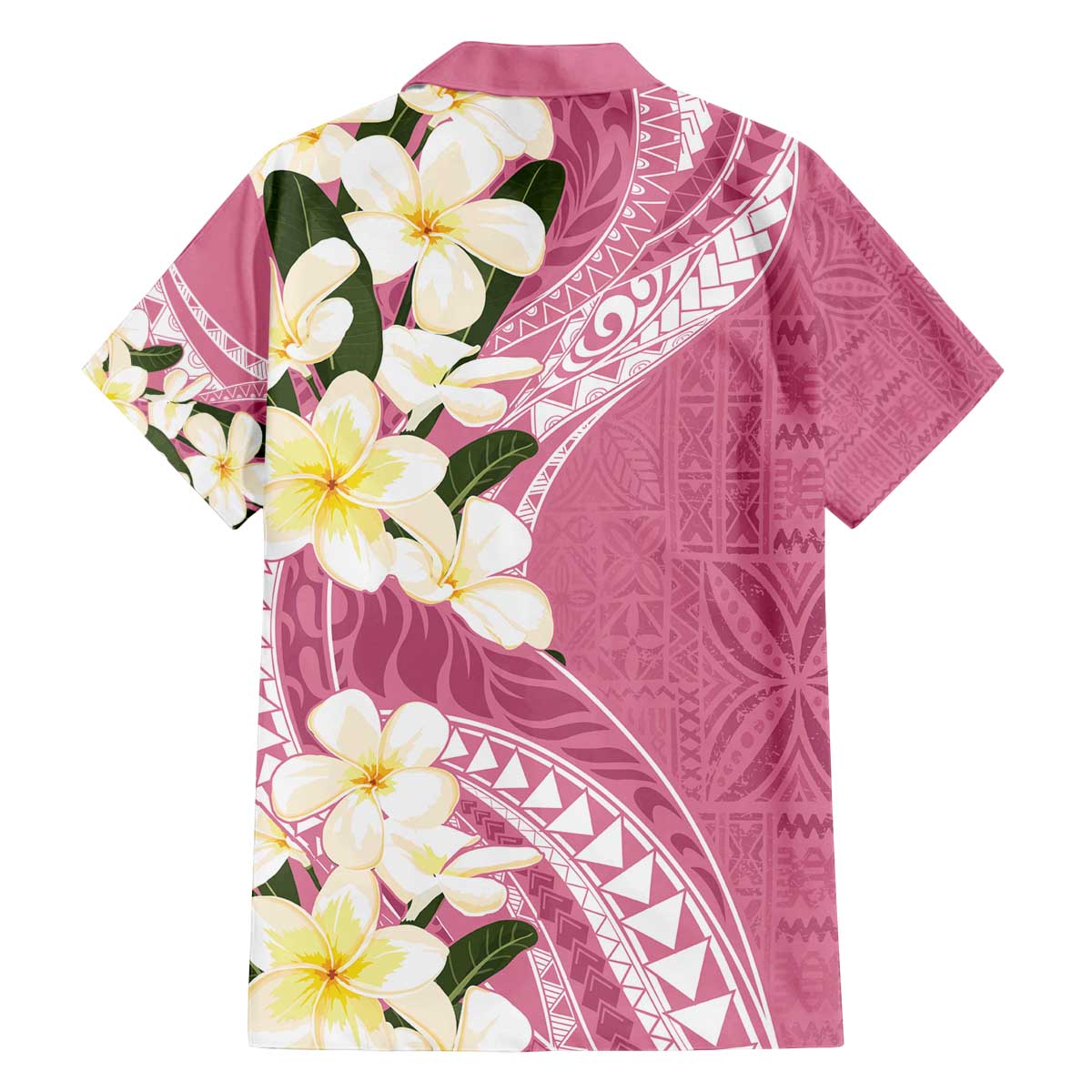 Aloha Hawaii Festive Family Matching Off Shoulder Short Dress and Hawaiian Shirt Frangipani Lace Classic - Rosy