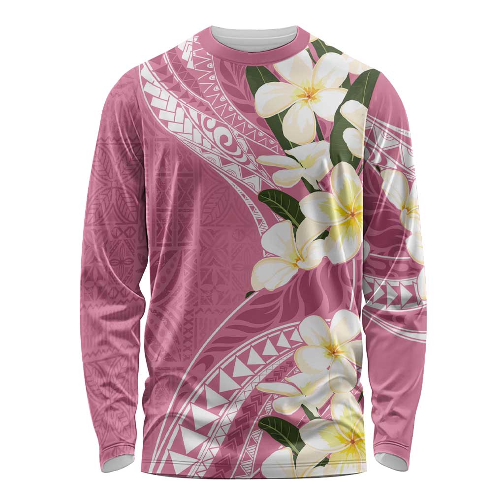 Aloha Hawaii Festive Long Sleeve Shirt Frangipani Lace Classic - Rosy LT7 Unisex Pink - Polynesian Pride
