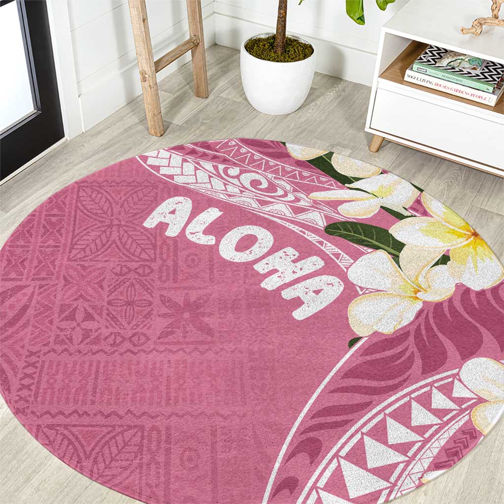 Aloha Hawaii Festive Round Carpet Frangipani Lace Classic - Rosy LT7 Pink - Polynesian Pride
