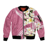 Aloha Hawaii Festive Sleeve Zip Bomber Jacket Frangipani Lace Classic - Rosy LT7 Unisex Pink - Polynesian Pride