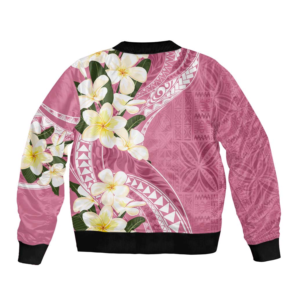 Aloha Hawaii Festive Sleeve Zip Bomber Jacket Frangipani Lace Classic - Rosy LT7 - Polynesian Pride