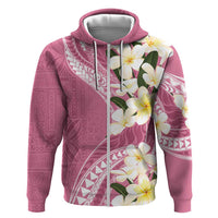 Aloha Hawaii Festive Zip Hoodie Frangipani Lace Classic - Rosy LT7 Zip Hoodie Pink - Polynesian Pride