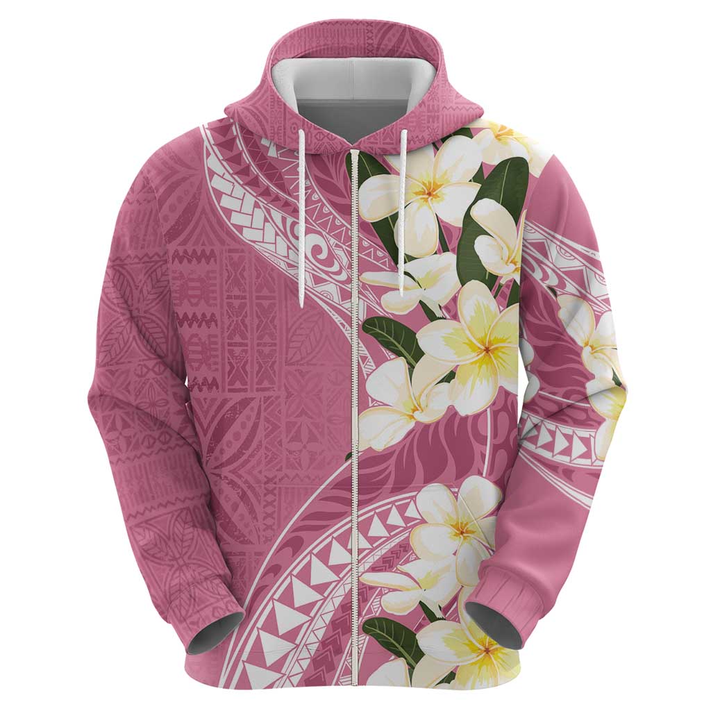 Aloha Hawaii Festive Zip Hoodie Frangipani Lace Classic - Rosy LT7 - Polynesian Pride
