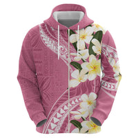 Aloha Hawaii Festive Zip Hoodie Frangipani Lace Classic - Rosy LT7 - Polynesian Pride