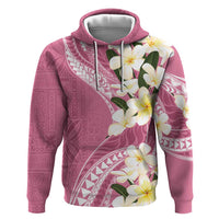 Aloha Hawaii Festive Zip Hoodie Frangipani Lace Classic - Rosy LT7 Pullover Hoodie Pink - Polynesian Pride