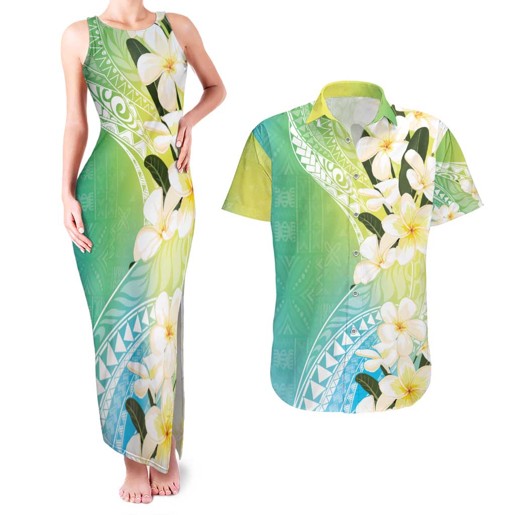 Aloha Hawaii Festive Couples Matching Tank Maxi Dress and Hawaiian Shirt Frangipani Lace Classic - Summer Vibes
