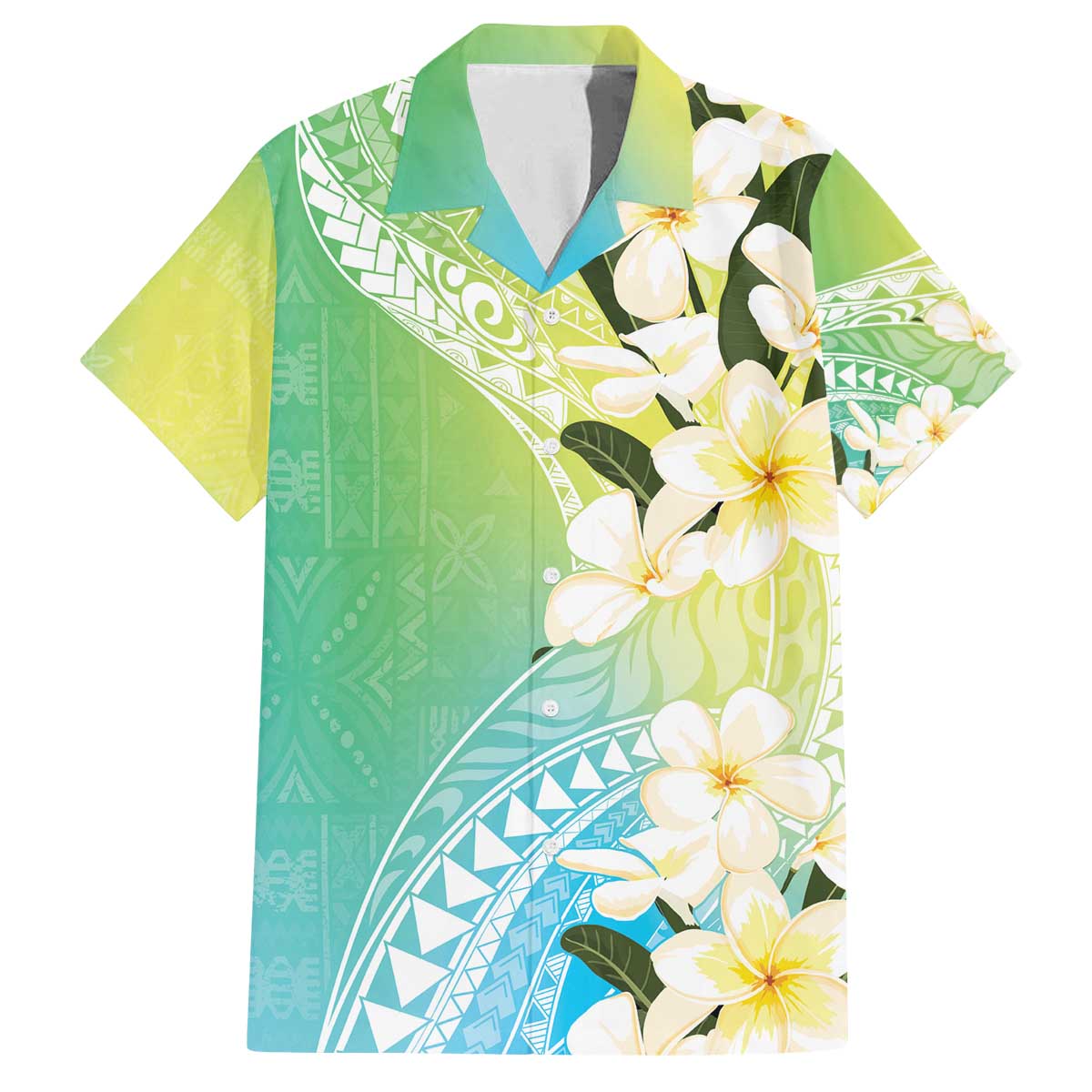 Aloha Hawaii Festive Family Matching Off The Shoulder Long Sleeve Dress and Hawaiian Shirt Frangipani Lace Classic - Summer Vibes LT7 Dad's Shirt - Short Sleeve Blue Green - Polynesian Pride