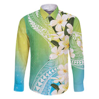 Aloha Hawaii Festive Family Matching Off The Shoulder Long Sleeve Dress and Hawaiian Shirt Frangipani Lace Classic - Summer Vibes LT7 Dad's Shirt - Long Sleeve Blue Green - Polynesian Pride