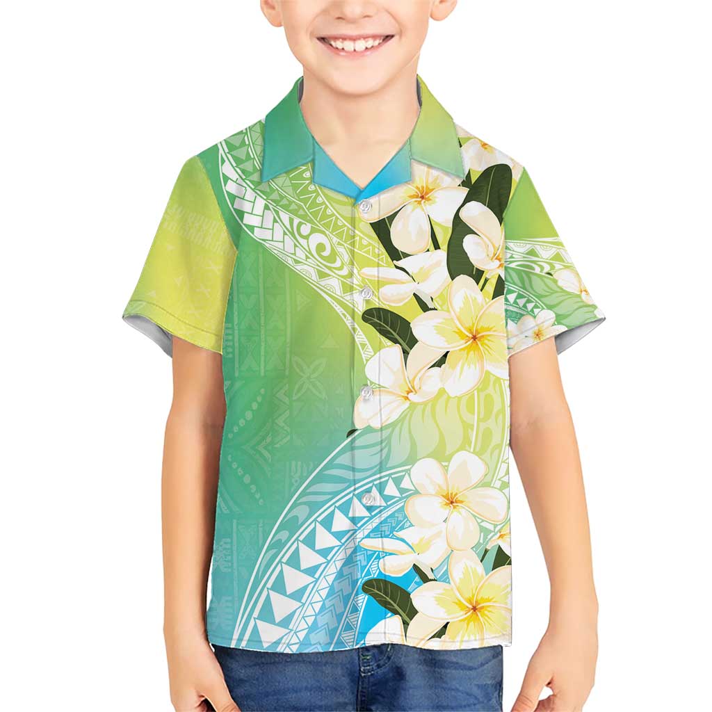Aloha Hawaii Festive Family Matching Short Sleeve Bodycon Dress and Hawaiian Shirt Frangipani Lace Classic - Summer Vibes LT7 Son's Shirt Blue Green - Polynesian Pride