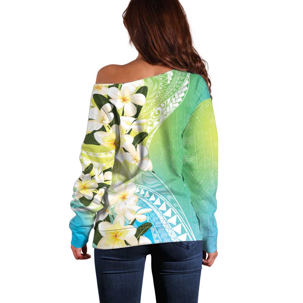 Aloha Hawaii Festive Off Shoulder Sweater Frangipani Lace Classic - Summer Vibes