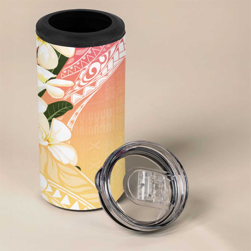 Aloha Hawaii Festive 4 in 1 Can Cooler Tumbler Frangipani Lace Classic - Spring Vibes