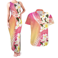 Aloha Hawaii Festive Couples Matching Tank Maxi Dress and Hawaiian Shirt Frangipani Lace Classic - Spring Vibes