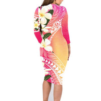 Aloha Hawaii Festive Family Matching Long Sleeve Bodycon Dress and Hawaiian Shirt Frangipani Lace Classic - Spring Vibes