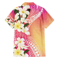 Aloha Hawaii Festive Family Matching Off The Shoulder Long Sleeve Dress and Hawaiian Shirt Frangipani Lace Classic - Spring Vibes LT7 - Polynesian Pride