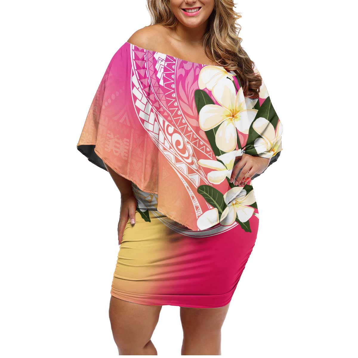 Aloha Hawaii Festive Family Matching Off Shoulder Short Dress and Hawaiian Shirt Frangipani Lace Classic - Spring Vibes