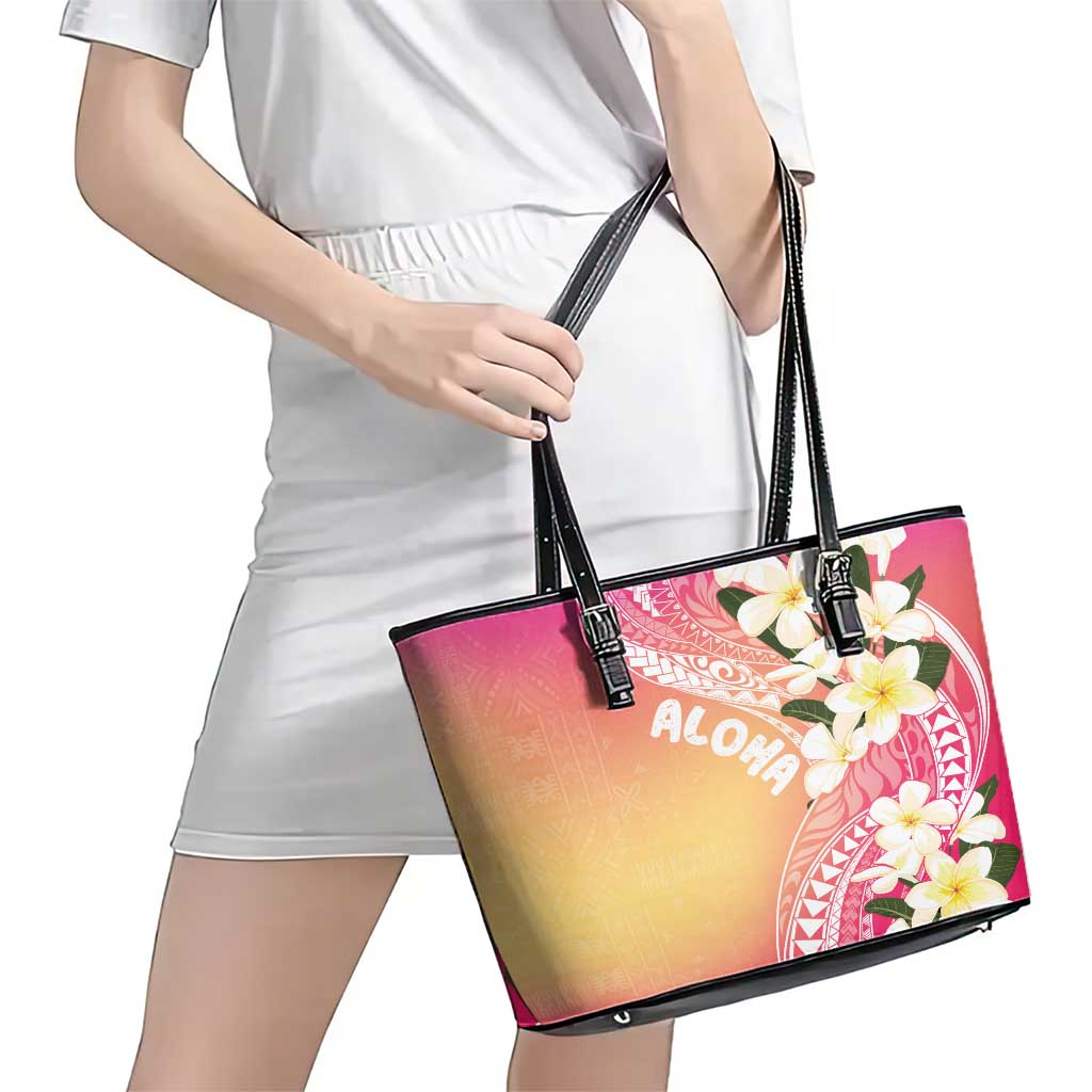 Aloha Hawaii Festive Leather Tote Bag Frangipani Lace Classic - Spring Vibes