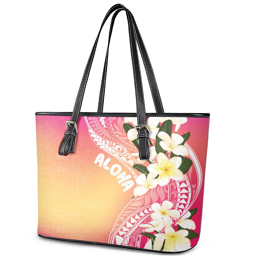 Aloha Hawaii Festive Leather Tote Bag Frangipani Lace Classic - Spring Vibes