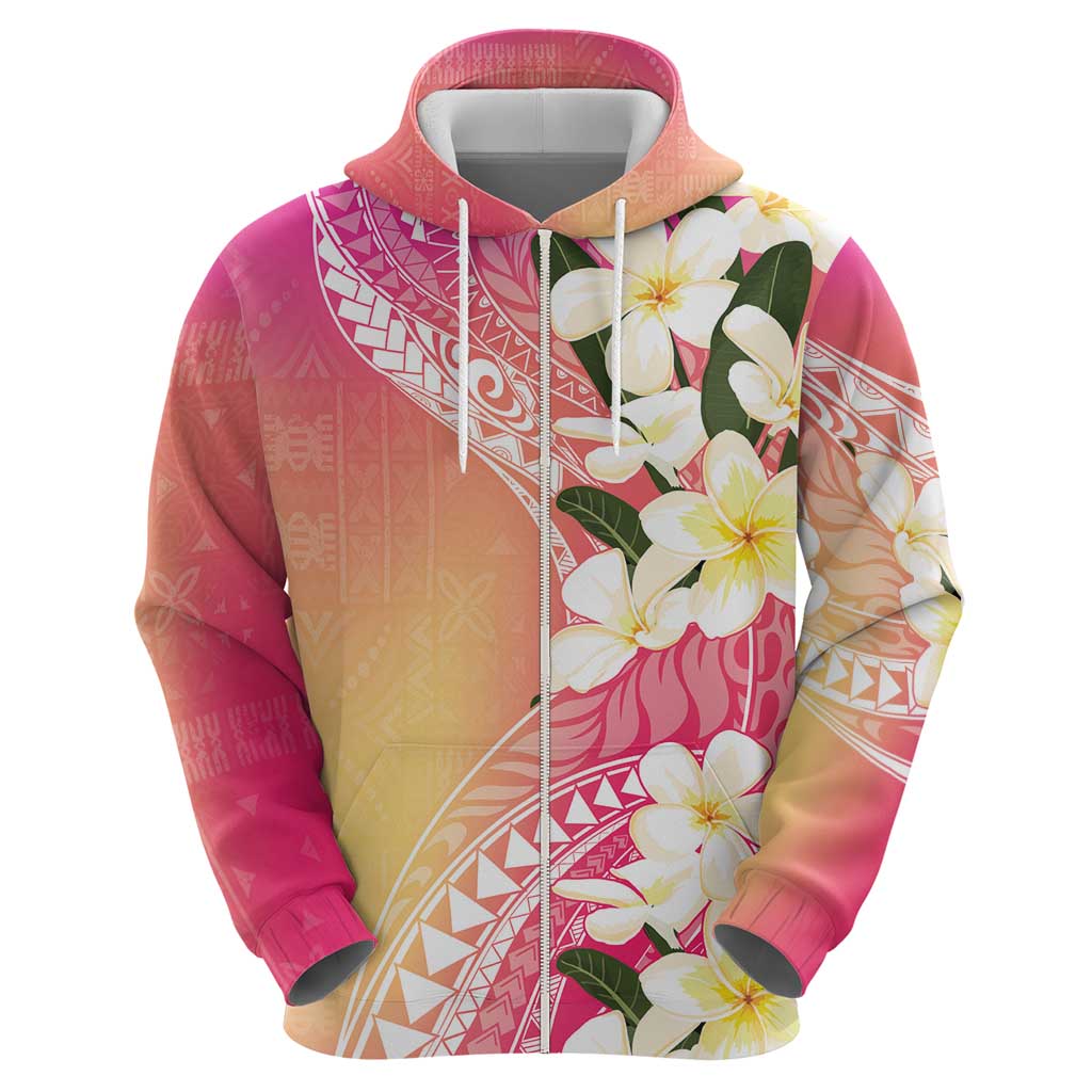 Aloha Hawaii Festive Zip Hoodie Frangipani Lace Classic - Spring Vibes LT7 - Polynesian Pride